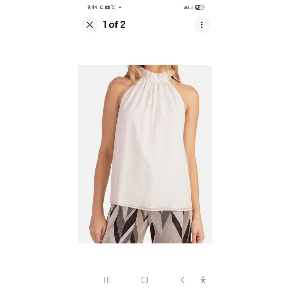Trina Turk Womens White Playful Shimmery Halter Top Small New With Tags